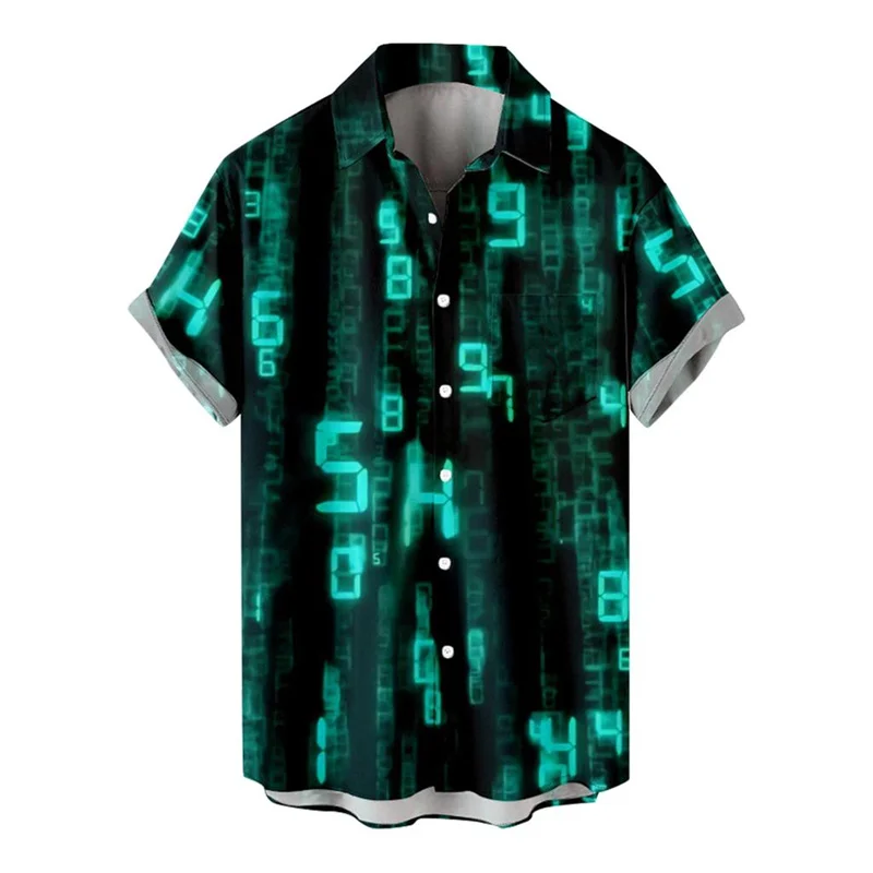 Camisa con estampado 3d de ciencia ficción Retro para hombre, ropa informal para vacaciones en la playa, blusa de moda, solapa hawaiana, camisas de calle de manga corta