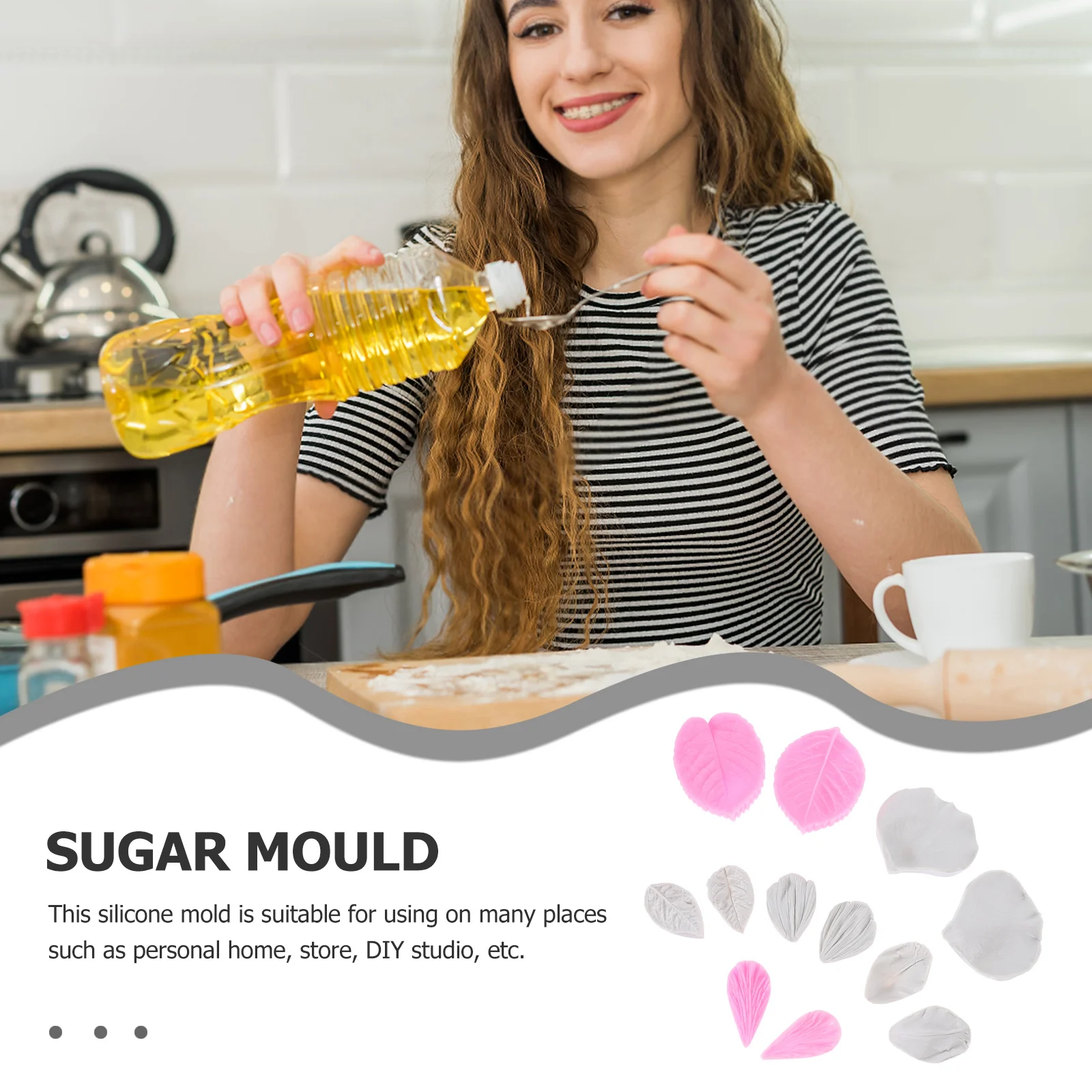 

6Pcs Silicone Flower Mold Reusable Petal Crafting Mold Easy Release DIY Decorations Transparent Lightweight Floral Epoxy Craft