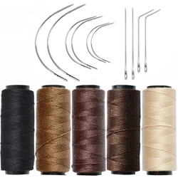 5pcs /1pcs Hair Weaving Threads with 10Pcs/5pcs  C/J/I/ Shaped Needles Sewing Waxed Thread for Hand Sewing, Hair Extensions