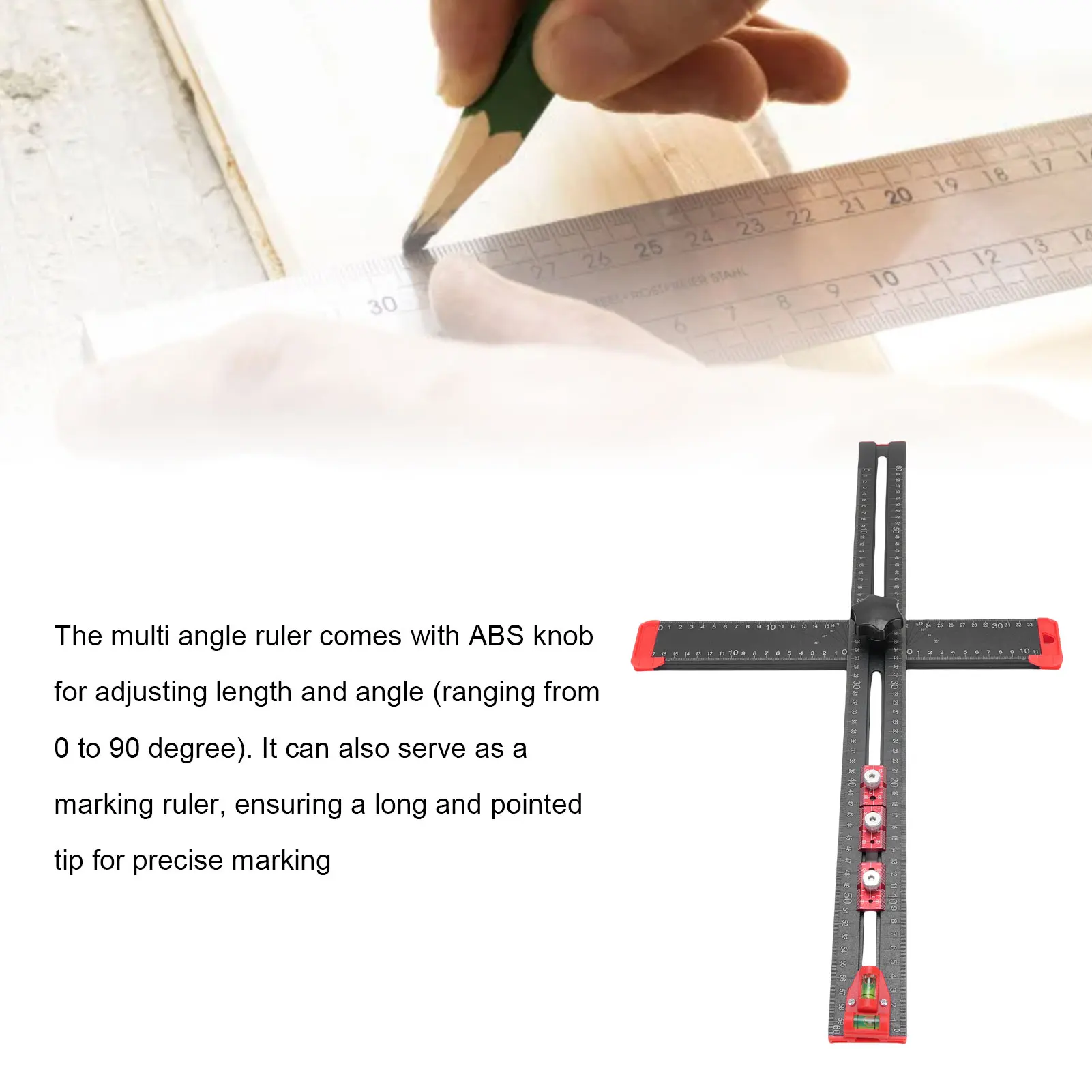 4 In 1 Drilling Locating Ruler Adjustable Angle Length T Shape Square 3 Slides Woodworking Punch Marking Construction Accessory