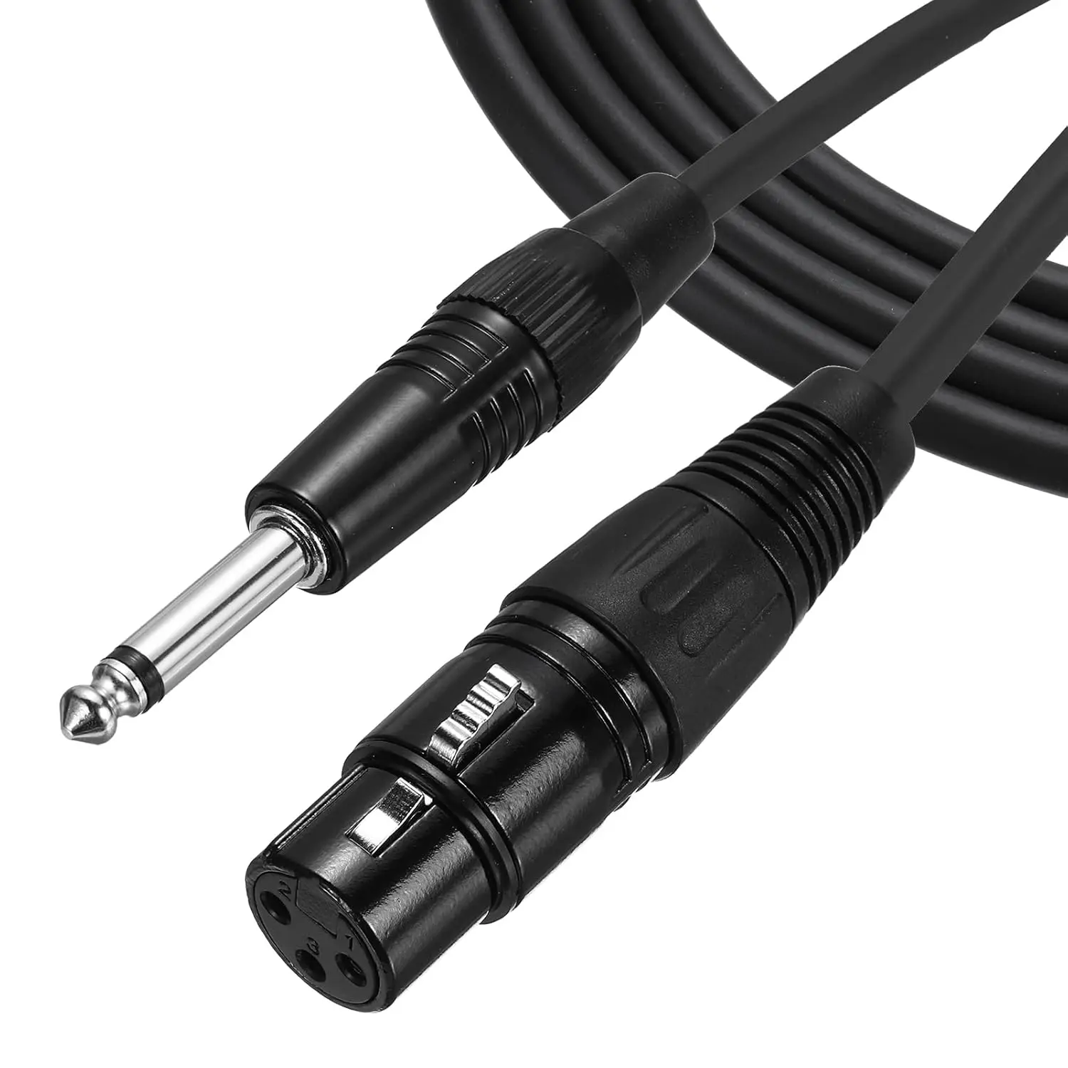 6.5mm 1/4 TS Mono to 3Pin XLR Dynamic Microphone Cable XLR Female to 6.35mm Male Unbalanced Audio Adapter Cable for Mic Mixer