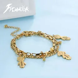 Engrave Name Personalized Bracelet Gift for Women Men Custom Boy Girl Father Mother Kid Mom Child Family Stainless Steel Jewelry