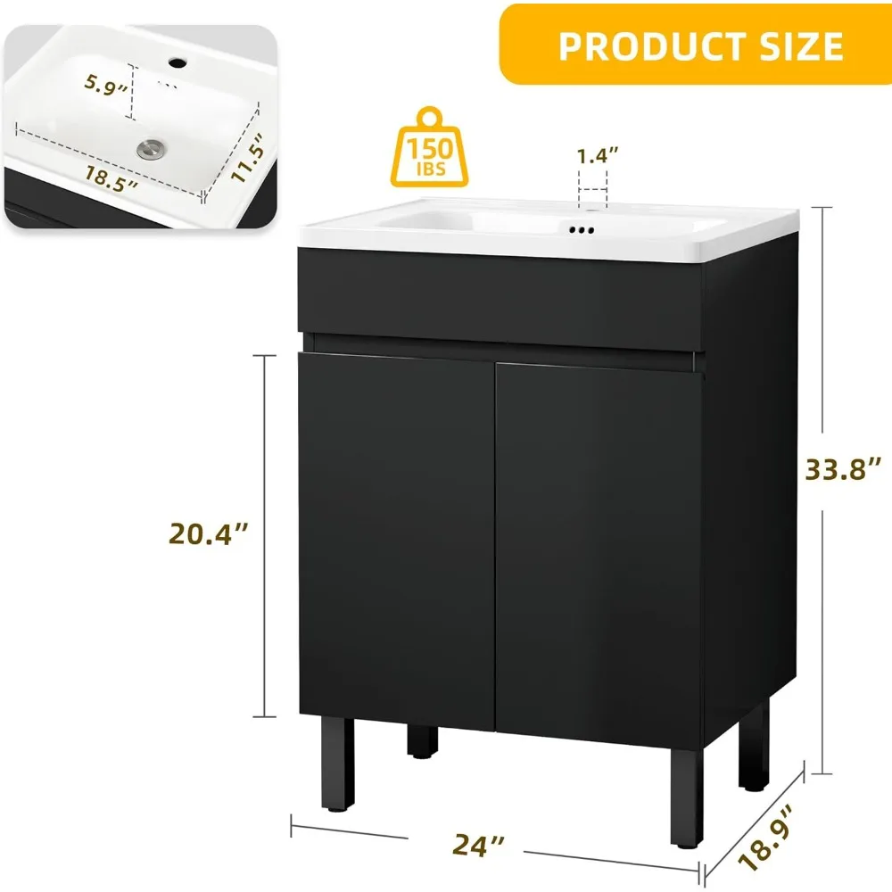 Bathroom Organizers, Bathroom Vanity With Undermount Ceramic Sink, Modern Bathroom Storge Vanity Includes Adjustable Legs, Bathr