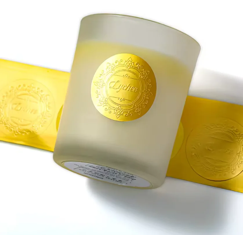 

Индивидуальная печать 3D-логотипа, текстурированная бумага, коробка для свечей, уплотнительная этикетка с тисненой золотой фольгой, водонепроницаемая наклейка