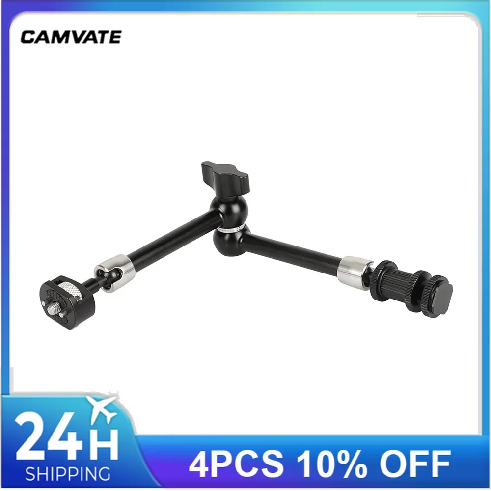 CAMVATE 11'' Magic Arm With 1/4''-20 Male Threads & Locating Pins & Shoe Mount Adapter For Monitor,Flash,Video Light Mounting