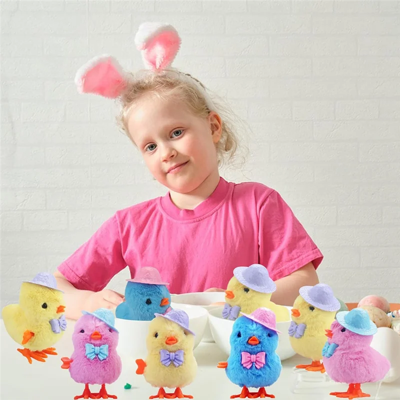 B49B-4Pack Easter Jumping Wind Up Plush สําหรับเด็กวัยหัดเดิน Kids, กระโดดสําหรับอีสเตอร์