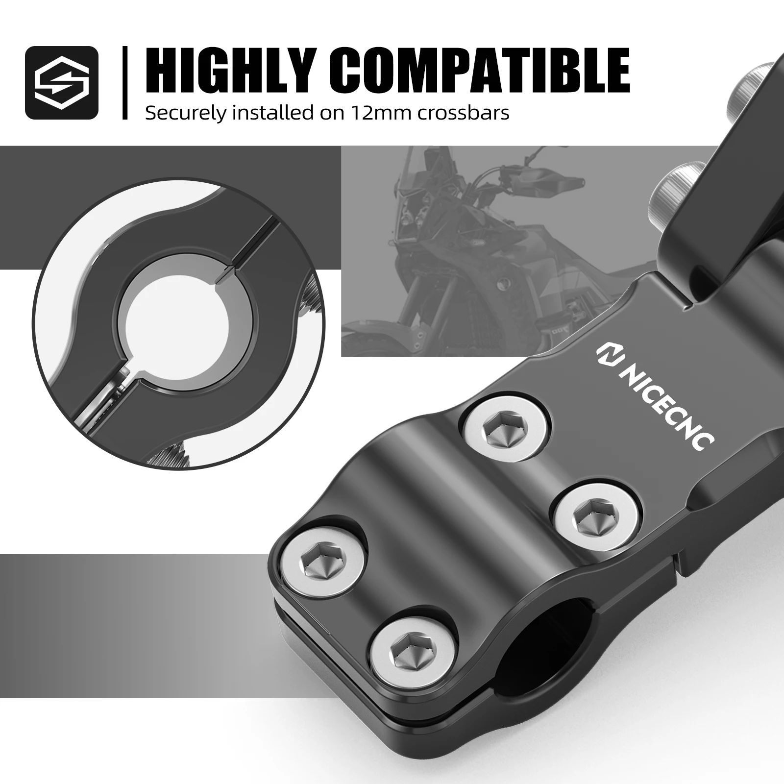 العالمي لياماها Tenere 700 XTZ07 T700 BMW R1200GS R1250GS R1300GS نظام تحديد المواقع حامل الملاحة جبل أمبير 12 مللي متر العارضة قابل للتعديل