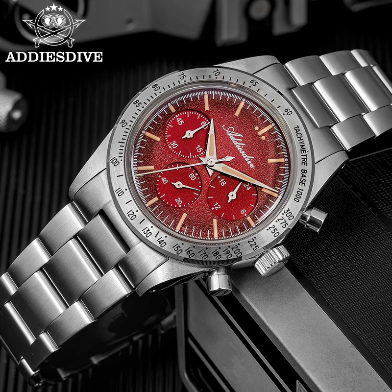 ADDIESDIVE 0S20 Bubble Mirror Glass Waterproof Men's Diver Quartz Watch Chronograph Stainless Steel Super Luminous Wristwatches