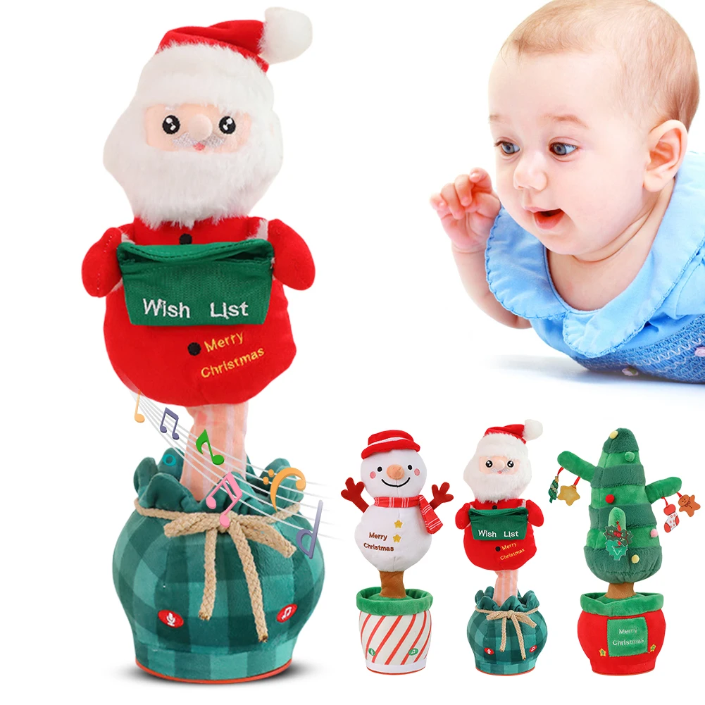 Christmas Tree/ Snowman/Santa Claus Toy Singing Mimicking Talking Plush Toy Christmas Toy Xmas Gifts for Family Friends Kids