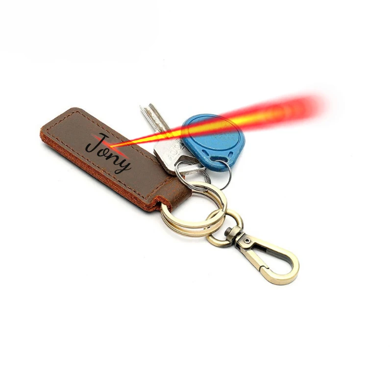 Vintage Handmade Crazy Horse Leather Car Keychain Top Grain Cowhide Key Ring Creative Gift Custom Laser Engraved Name Available