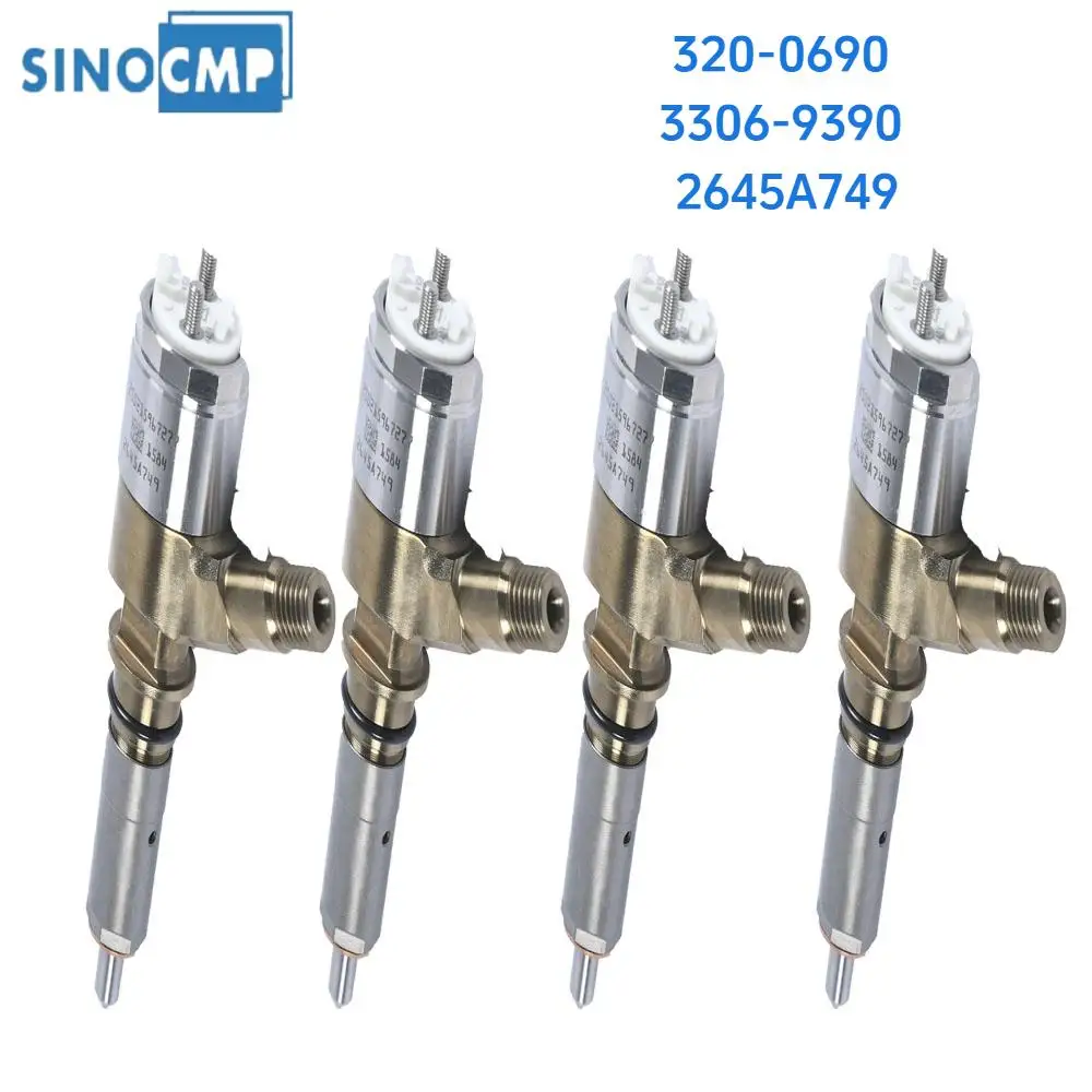 

4pc Fuel Injector 2645A749 320-0690（10R-7673）/ 306-9390 Fit Caterpillar Perkins C6.6 CAT Engine Excavator Car Accessories Part