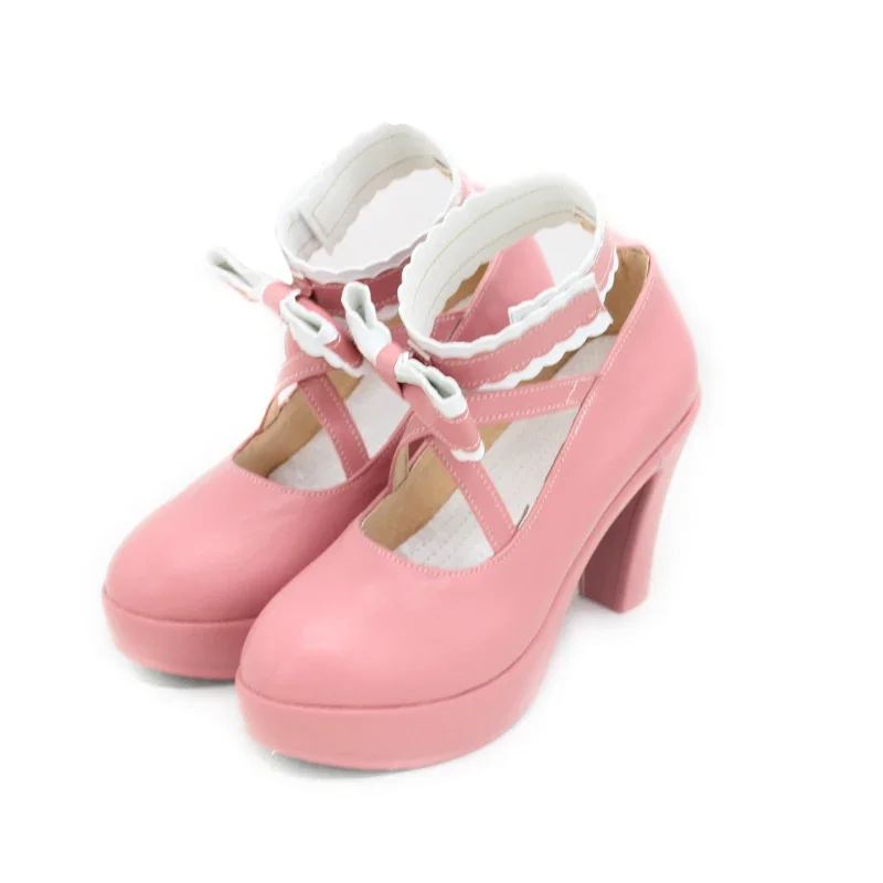 أنيمي الذي جعلني الأميرة سيا تأثيري أحذية لطيف الوردي بولي أحذية أحذية من الجلد هالوين كرنفال الأحذية الدعامة مخصص #2