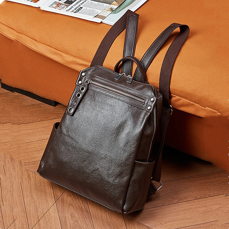 

Hifashion Luxury Genuine Leather Backpack For Women 2025 Trend Designer College Girls School Bags Travel Daypack Shoulder Bags