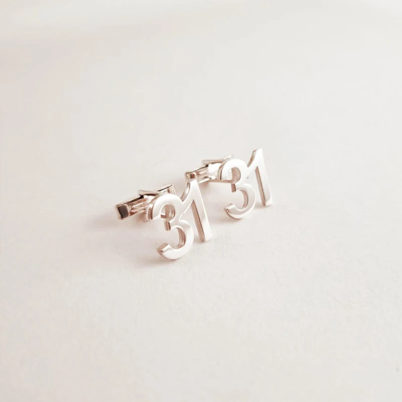 Personlized Customized Number CuffLinks Stainless Steel Groomsmen Gifts Support Customization Of All Languages Wedding Cufflinks