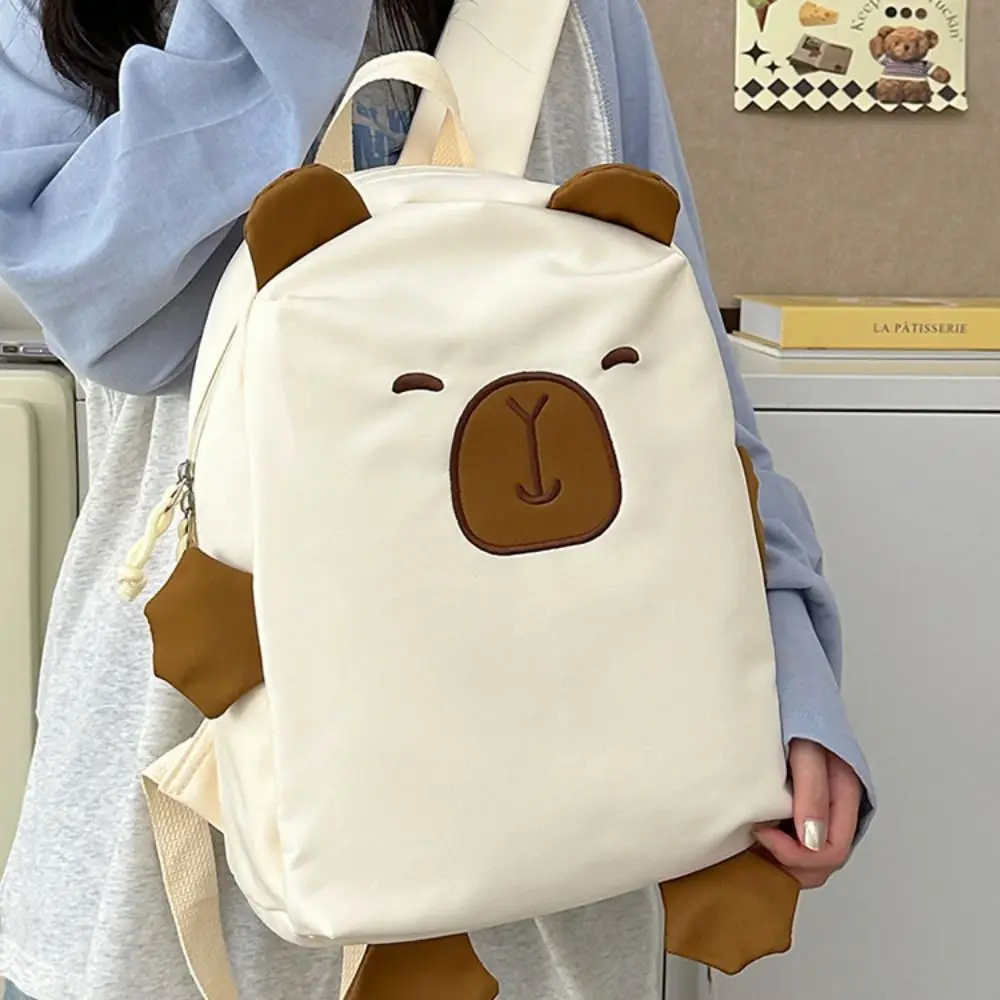 Große Kapazität Capybara Nylon Rucksack Kawaii Koreanischen Stil Capybara Schultasche Handtasche Schultertasche Cartoon Studenten Büchertasche