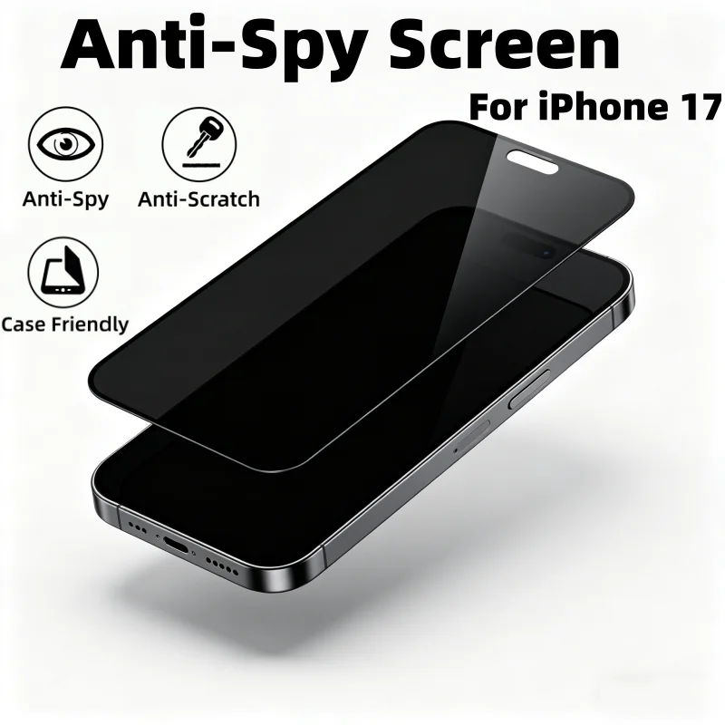 Full Cover Privacy Screen Protector For iPhone 17 Anti-spy Anti Peeping Dust-proof Tempered Glass
