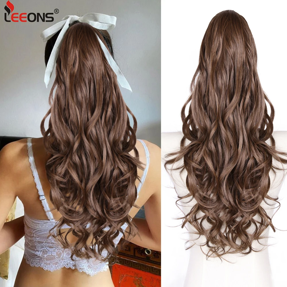 

Ponytail Extension 26" Drawstring Ponytail For Women Long Black Wavy Layered Pony Tails Clip In Synthetic Hairpieces For Daily