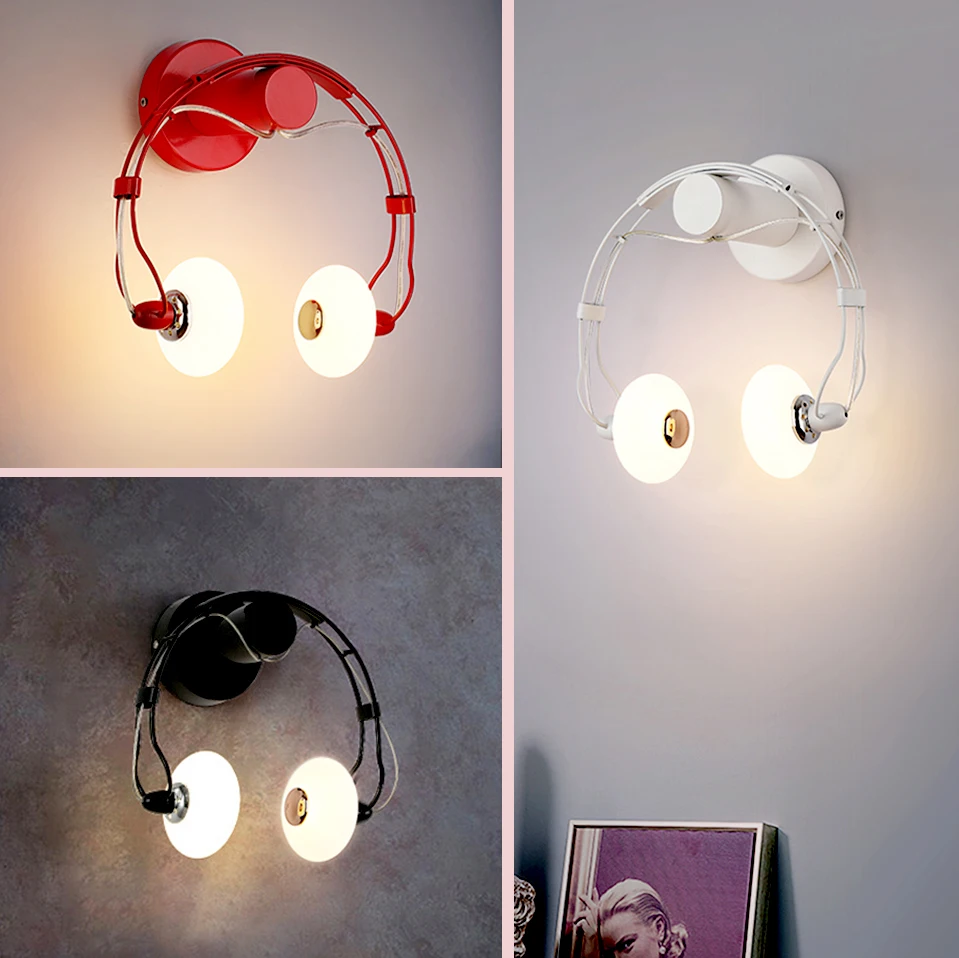 Creative Wall Lamp Earphone Style Lights LED Acrylic Children\'s Room Decors Sconces Personality Wall Light for Home Decorations