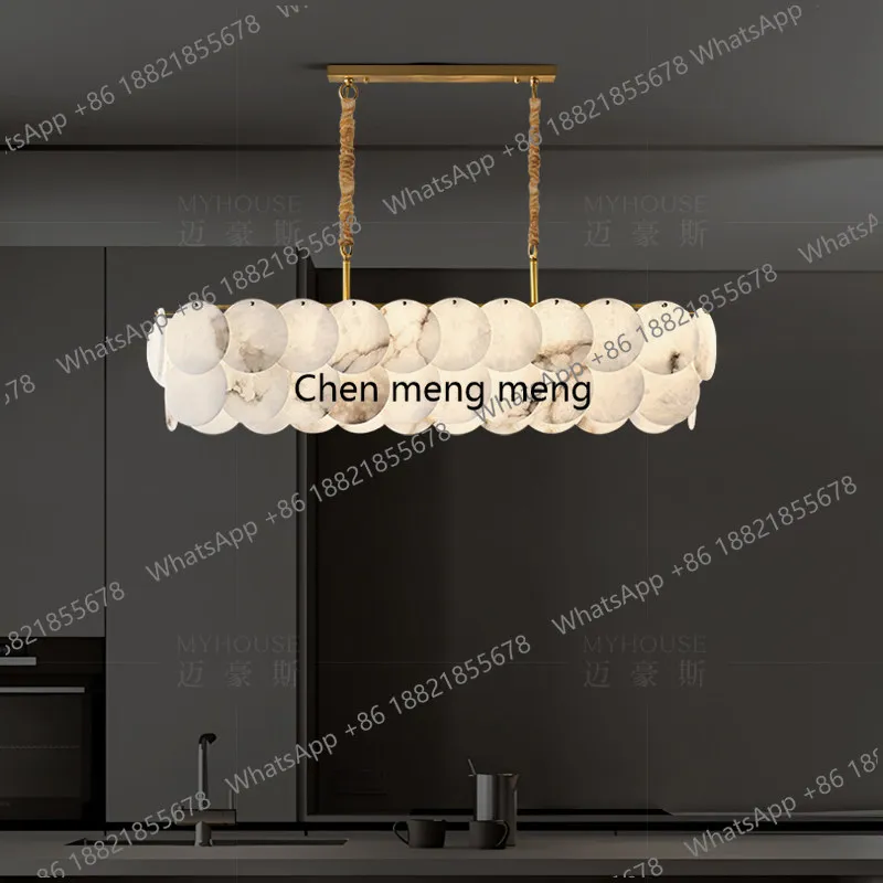 All copper, natural marble chandelier, post-modern light luxury restaurant, retro, lamps