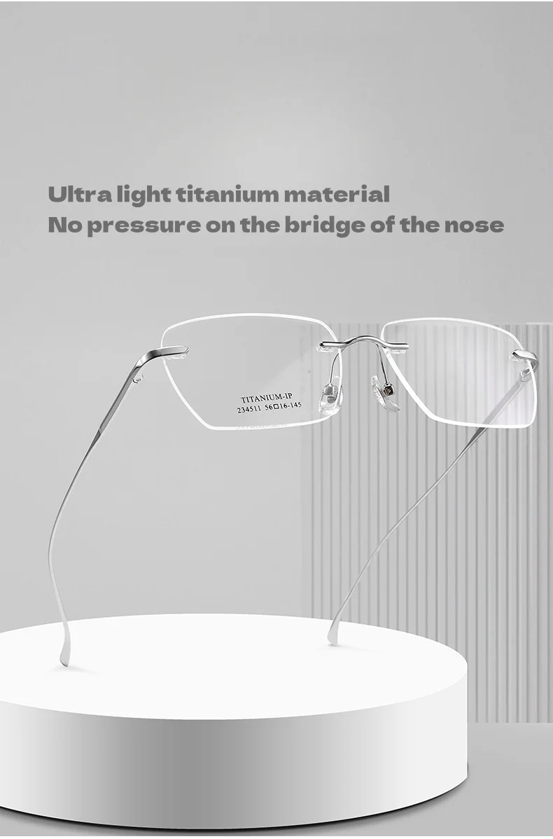 F·DRACON Neue rahmenlose Herrenbrille aus reinem Titan mit ultraleichter polygonaler optischer Korrektur für Herrenbrillen 234510wk – Detail 3