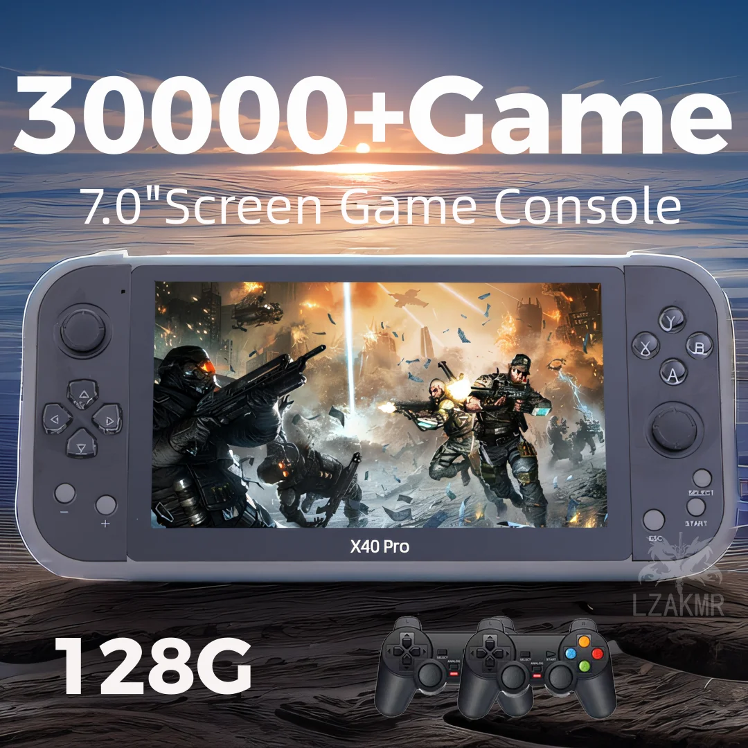 

LZAKMR NEW X40Pro 7.0" LCD Double Rocker Portable Game Console Video Built In 30000+ Games MP4 Player For GBA/NES Child‘s Gifts