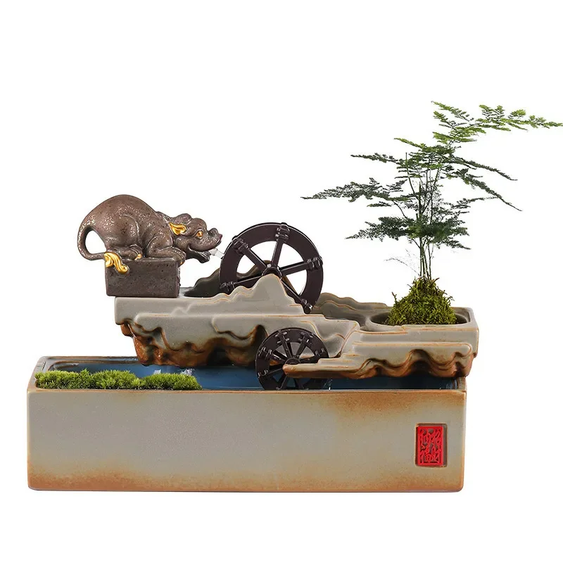 Tabletop Water Fountain Decor Indoor Desktop Circulating Water Feature for Living Room Office Home