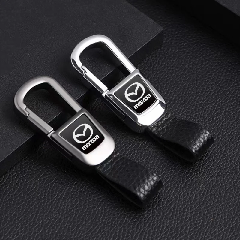 1Pcs 3D Metal Leather Logo Car Keychain Key Rings Key Holder Accessories For Mazda Speed MS 3 5 6 Axela Atenza CX-3 CX-4 CX-5