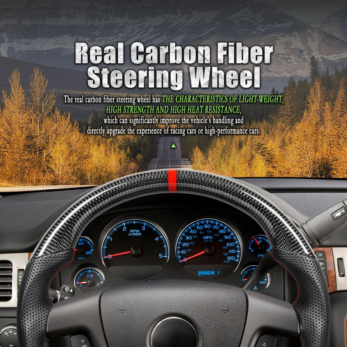 Racing Steering Wheel For Chevrolet Tahoe 2007-2013 Suburban 2007-2013 Silverado 2007-2013 Real Carbon Fiber Perforated Leather