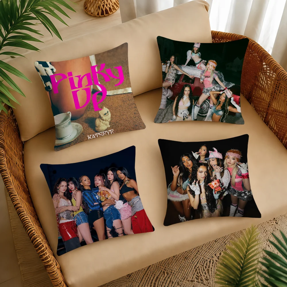 K-KatseyeS-ES PINKY UP Cushion Cover Square Decorative Throw Pillow Case Sofa Bed Living Room Anniversary Gifts