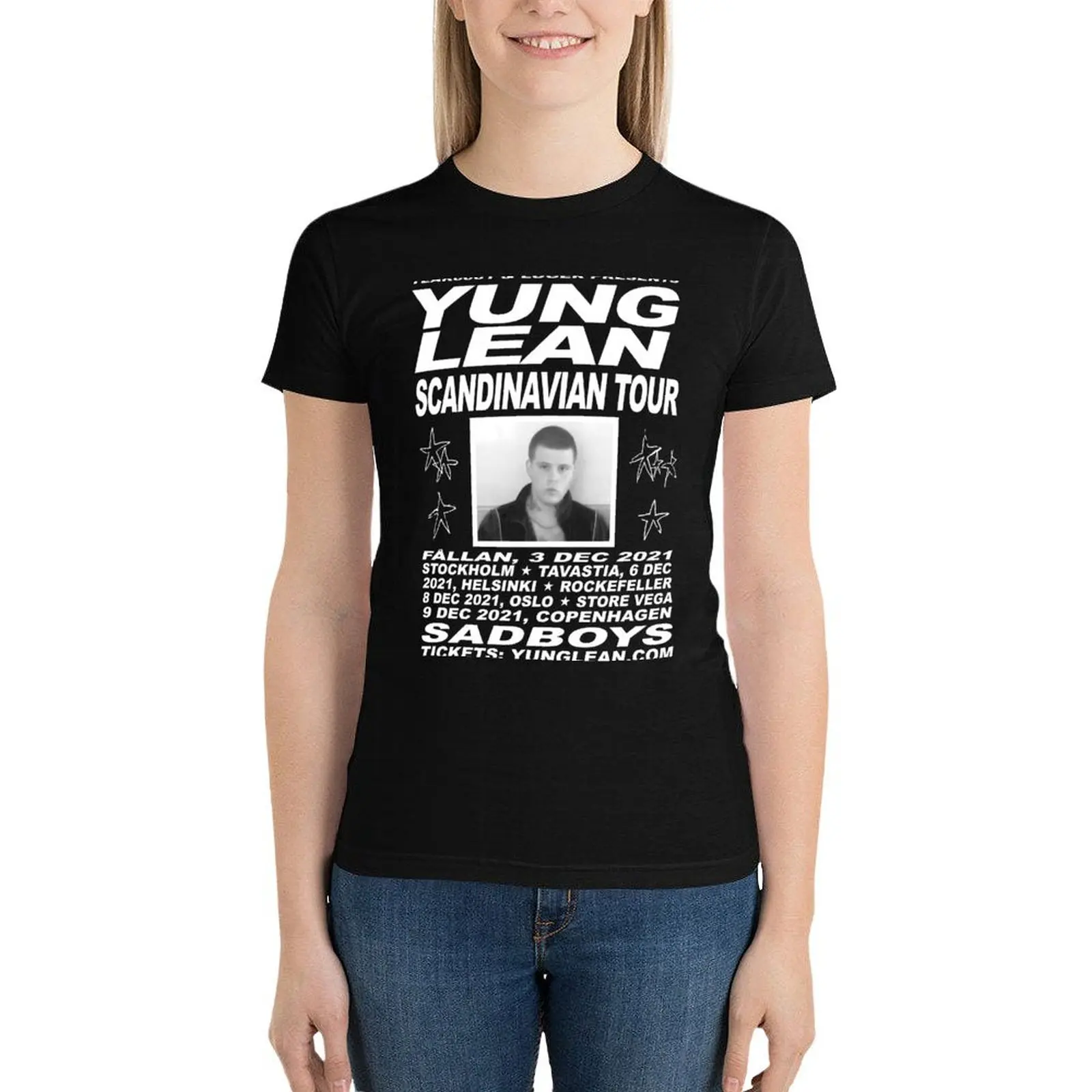 Yung Lean Scandinavian Tour T-Shirt summer top Short sleeve tee oversized Women's clothing