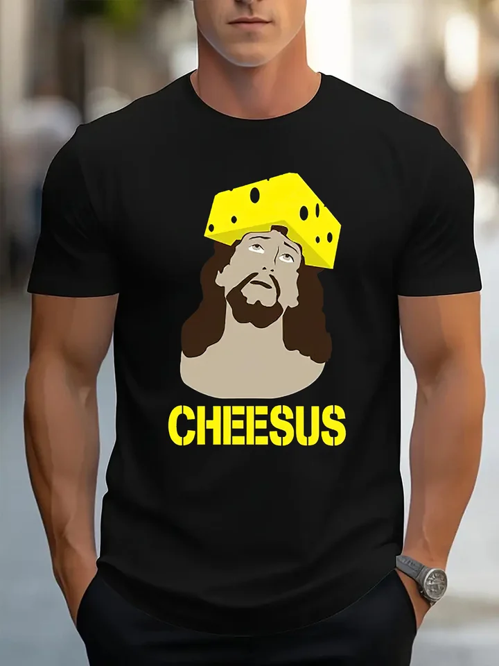 Funny Cheesus Graphic T-Shirt for Men