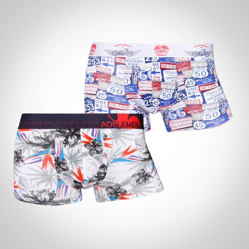 5PCS Men's briefs, modal boxers, sexy prints, personality, breathable boxers, trendy mid-rise youth shorts