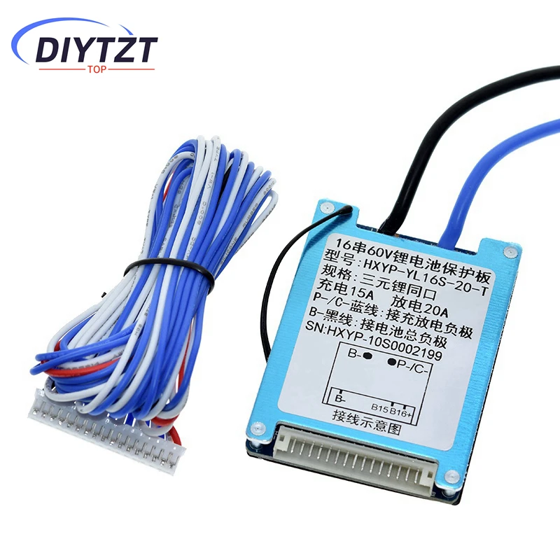 BMS 16S 60V 20A Lmo الثلاثي ليثيوم أيون 18650 لوح حماية شحن البطارية مع بالوعة الحرارة مع مقاومة NTC #2