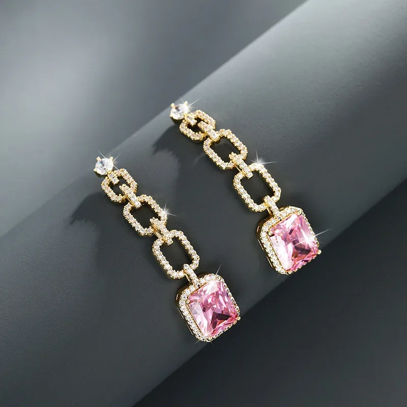 Shining U Simple Square Gems Dangle Earrings for Women Fashion Party Jewelry