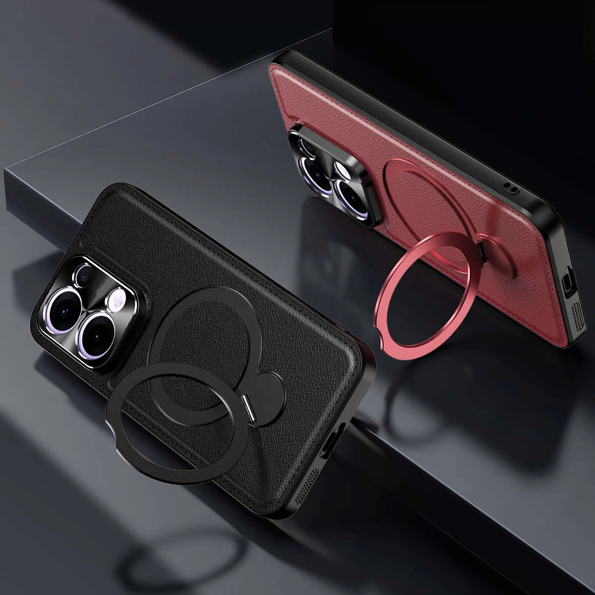 

Wireless Charging For OPPO A6 Pro 5G 4G Lens Full Protective Soft Silicone Cover Leather Cases Metal Holder Magnetic Phone Case