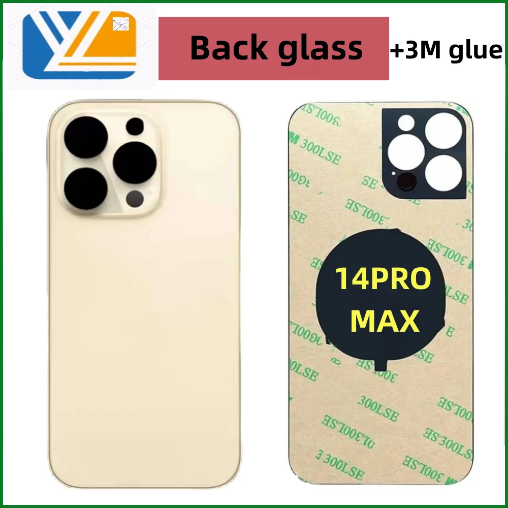 Back Cover+3M Tape For iPhone 14 Pro/14 Pro max Glass Fast Replacement High Quality Housing Battery Cover Big Hole Back Glass