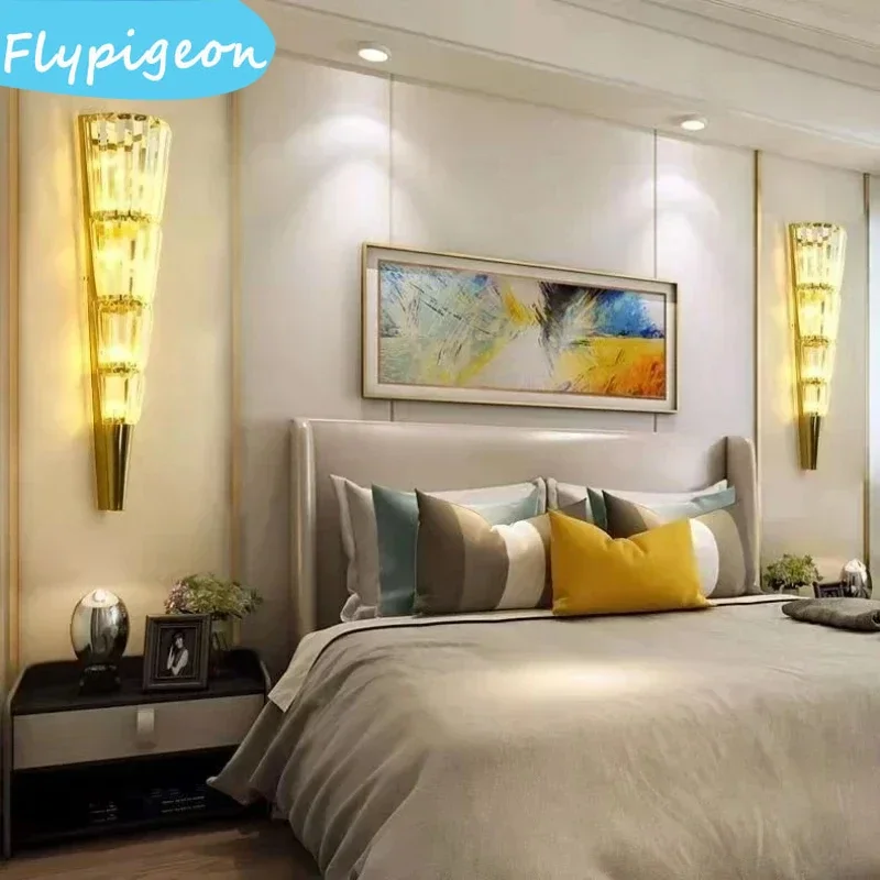 Nordic Modern Crystal Conical LED Wall Lamp Creative Art Reading Light for Bedroom Study Indoor Lighting Decor Wall Lights