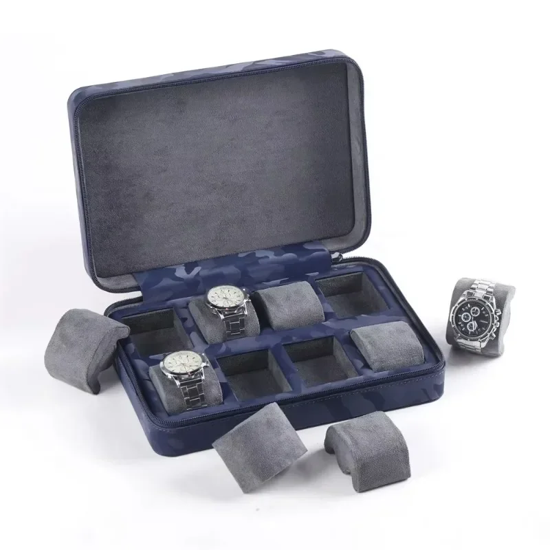 Custom 8-slot leather luxury zipper watch display organizer smart watch box watch box