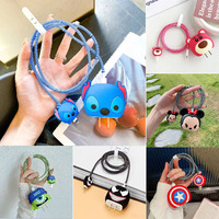 New 3D Cartoon Disney Stitch Charger Protective Case for Apple IPhone 15 14 18W 20W Fast Charge Protection Cover Cable Winder