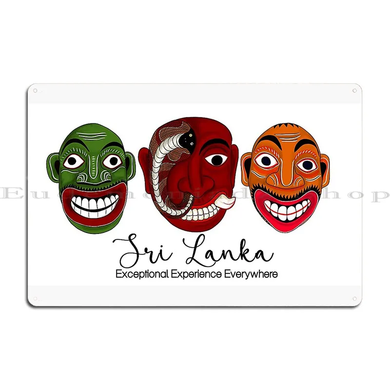 Visit Sri Lanka And Exceptional Experience Everywhere Traditional Sanni Mask Metal Plaque Poster Club Custom Tin Sign Poster