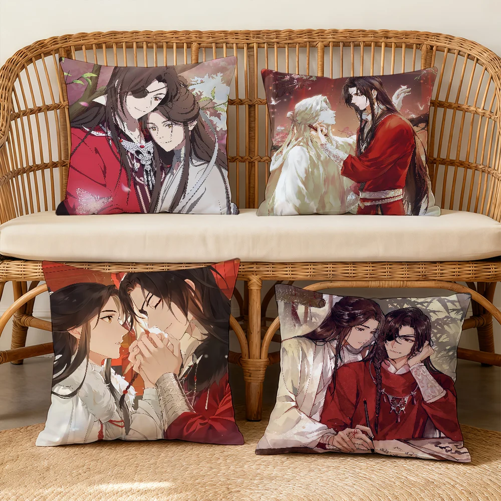Heaven Anime Officials Blessing Cushion Cover Square Decorative Throw Pillow Case Sofa Bed Living Room Anniversary Gifts