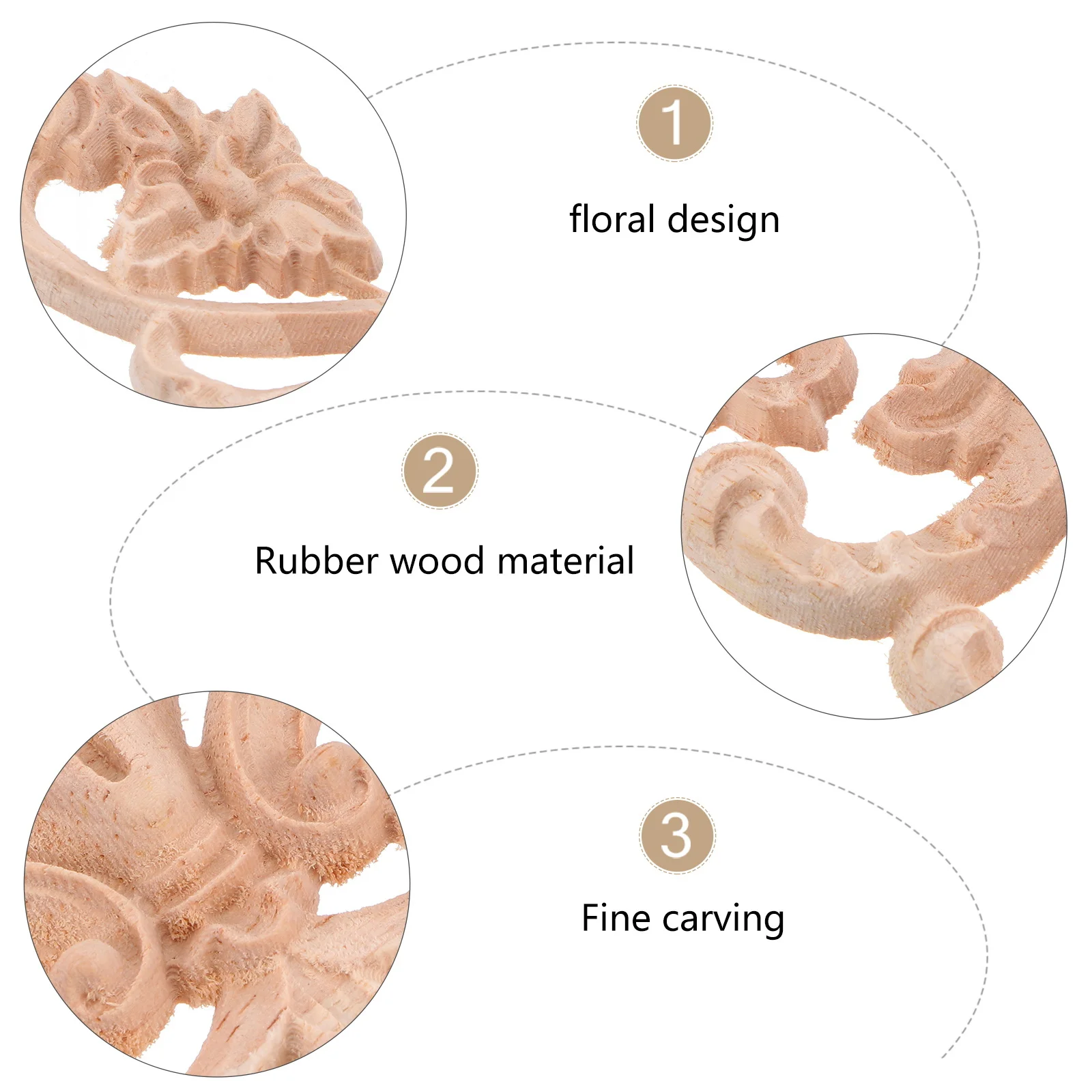 

2pcs Wooden Carved Appliques Floral Design Furniture Decor Wood Onlays Craft Trim For Diy Home Styling Projects