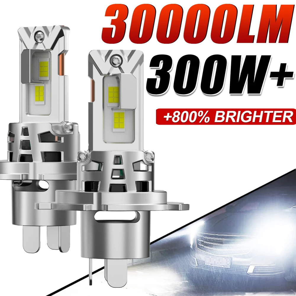 

H4 LED Headlights 300000LM 300W CANBUS Plug-N-Play Turbo Auto Bulb High Low Light Fog Lamp 12V 24V Mini H4 Car Lights 6000K