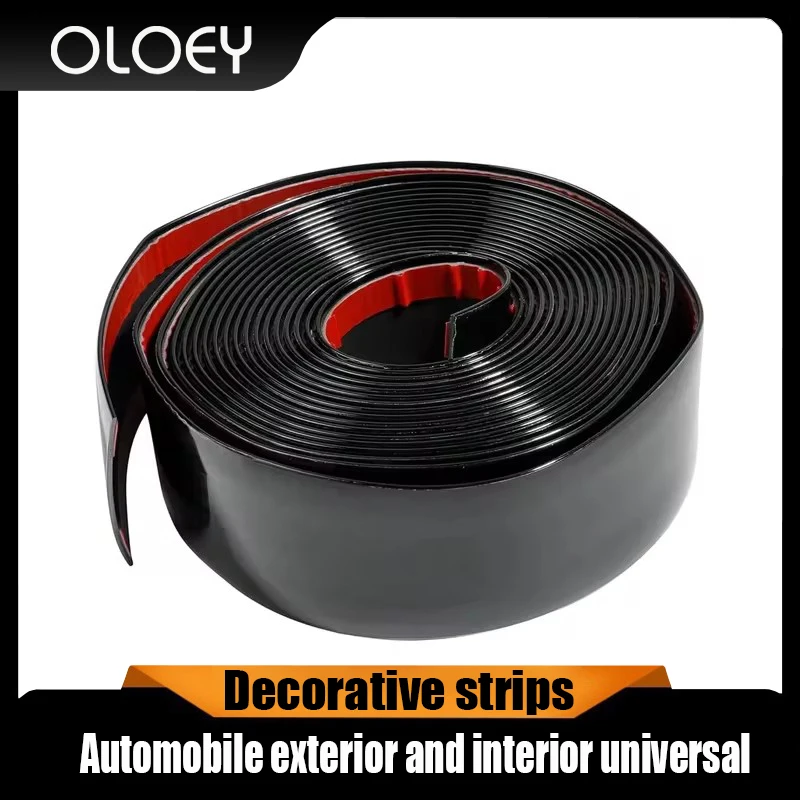 

50mm x 5M Glossy Black Car Side Styling Moulding Trim Strip 16Ft Auto Exterior Interior Universal Bumper Body Tailgate