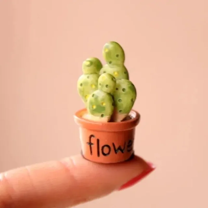 7pcs Tiny Succulents Cactus Figurines Fairy Garden Accessories Miniature Plants Pot For Terrarium Micro Landscape Desk DIY Decor