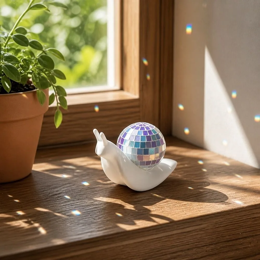 2 PCS Snail Shaped Snail Disco Ball Suncatcher Light Catcher Creative Style Window Light Refractor Disco Ball Structure
