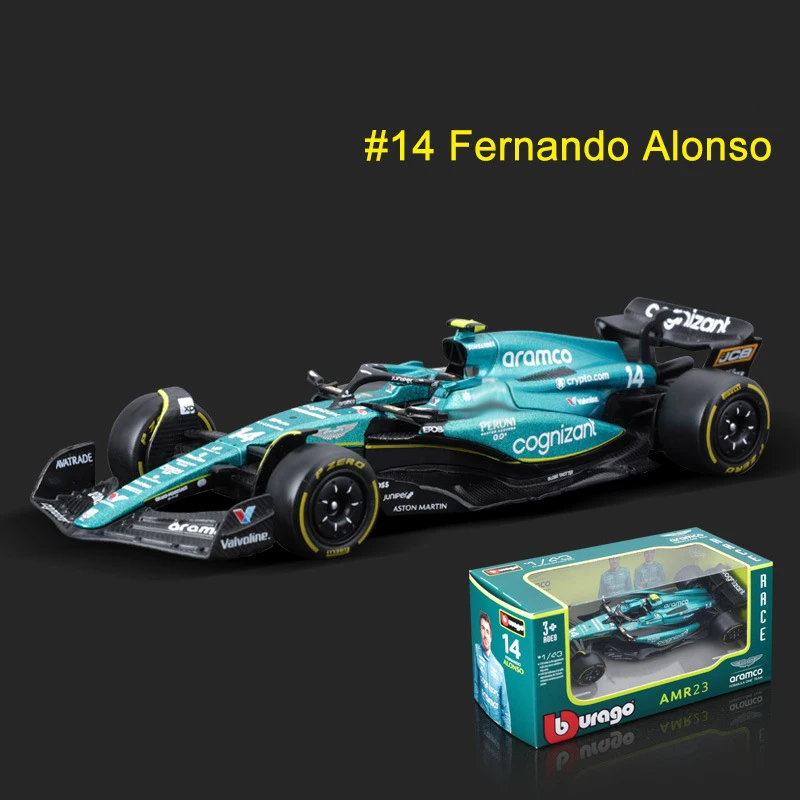 Bburago 1:43 Aston MartinคอลเลกชันAMR23 F1 Formula RacingโลหะผสมDiecastรุ่นของเล่นรถยนต์ 14 #   Fernando Alonso 2023 ของขวัญเด็กผู้ชาย