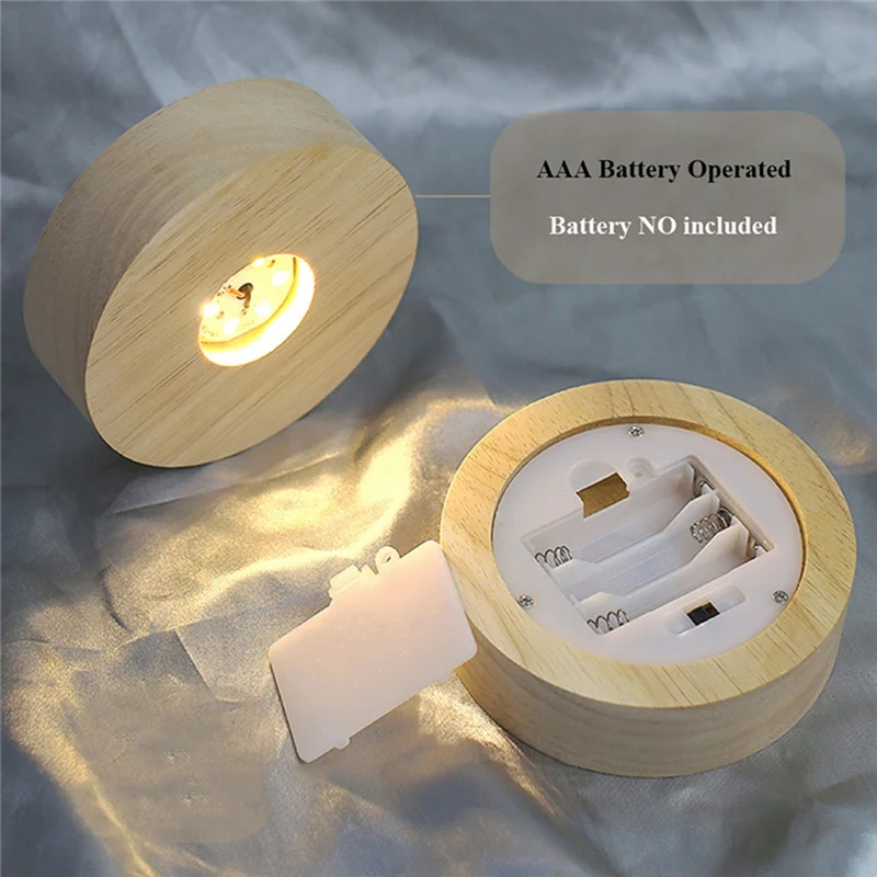 A77I Led الخشب عرض موقف ل ثلاثية الأبعاد كريستال زجاج الراتنج الفن ضوء كريستال الفن الخشب عرض مضاءة قاعدة 10 سنتيمتر ضوء دافئ