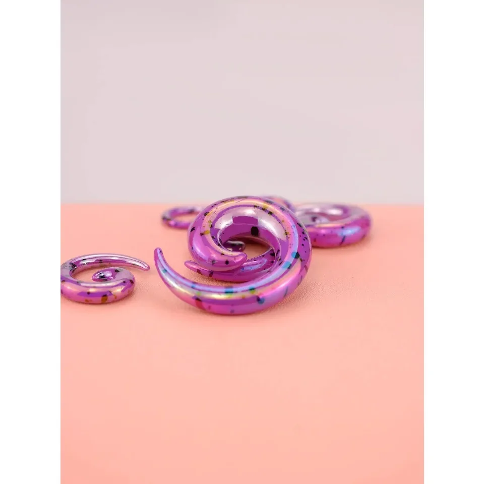 2 Stück Acryl Spirale Schnecke Ohrkegel Plugs Tunnel Expander Messgeräte Twist Ohrringe Dehnung Aufhänger Körper Piercings Schmuck – Detail 11