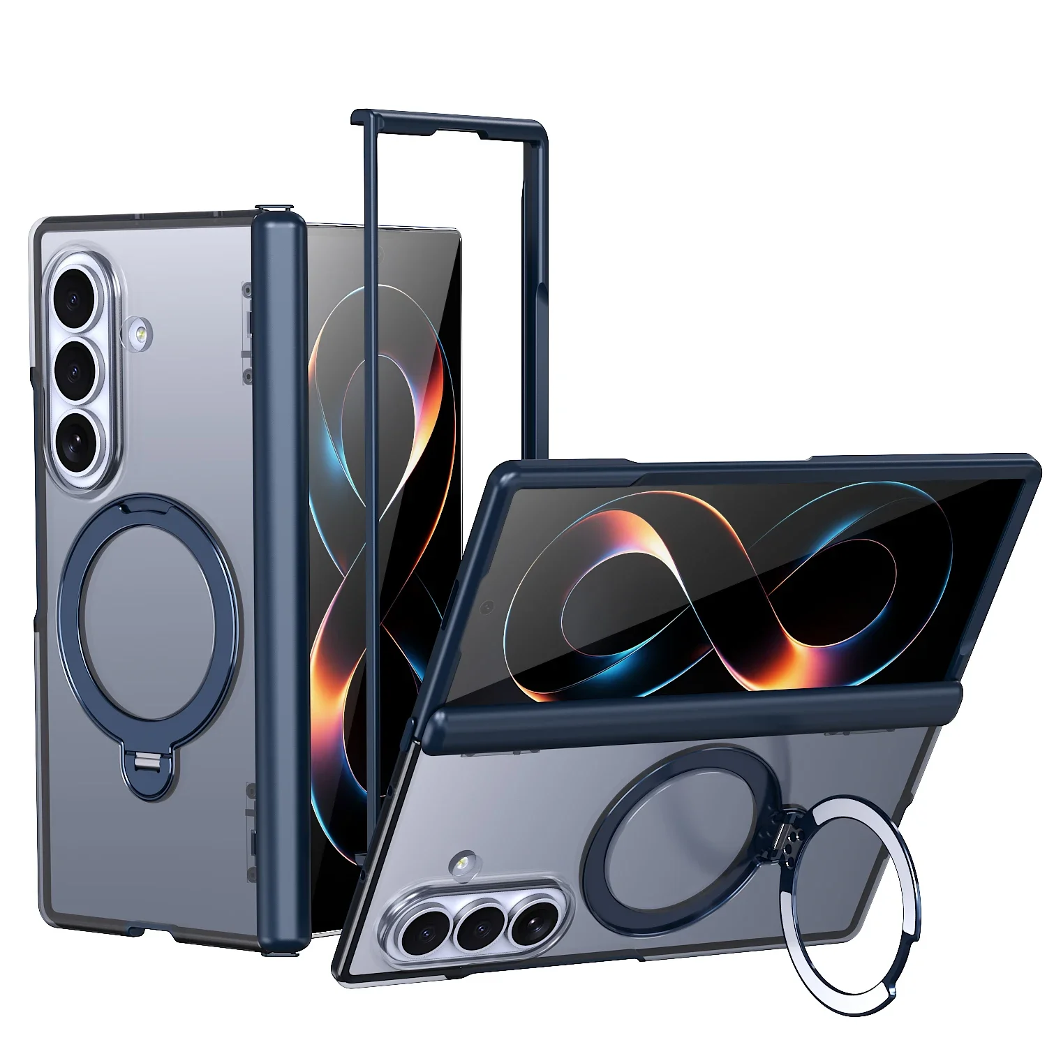 360 Rotating Magnetic Kickstand Skin Feel Phone Case for Samsung Z Fold 8 Ultra Shockproof for Magsafe Axis Protection Cover